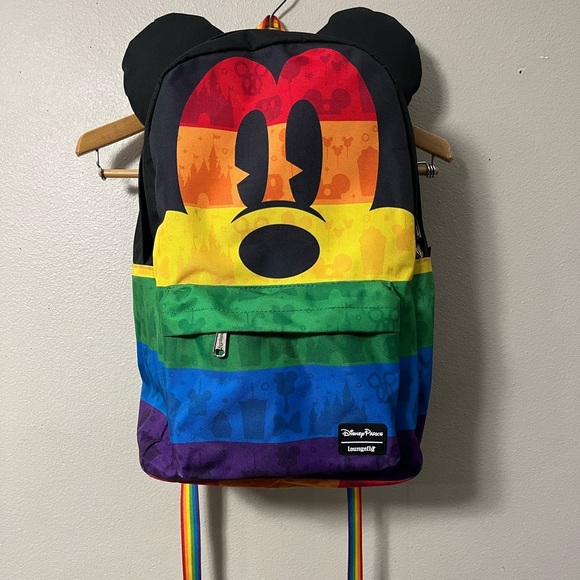 Disney Handbags - Disney Parks Loungefly Mickey Mouse W/ Ears Rainbow Pride Backpack